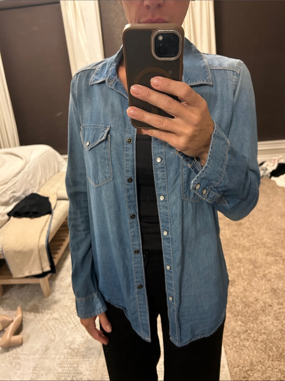hinge Blue Denim Shacket